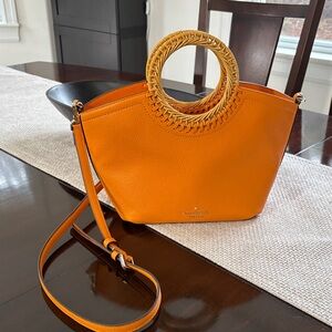 Kate Spade Orange Shoulder Bag with Woven Handle